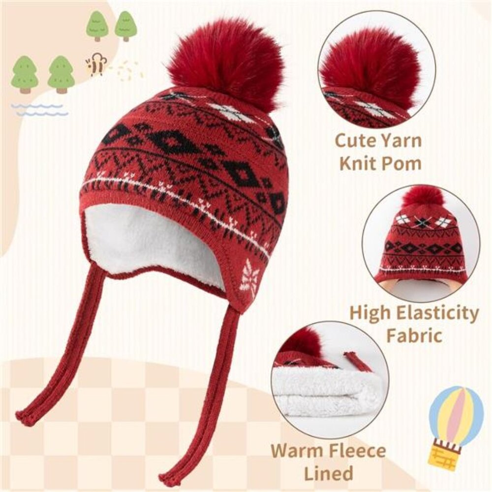 4 Pcs Kids Winter Beanie Hat Gloves Scarf Sock Set - Picture 3 of 7